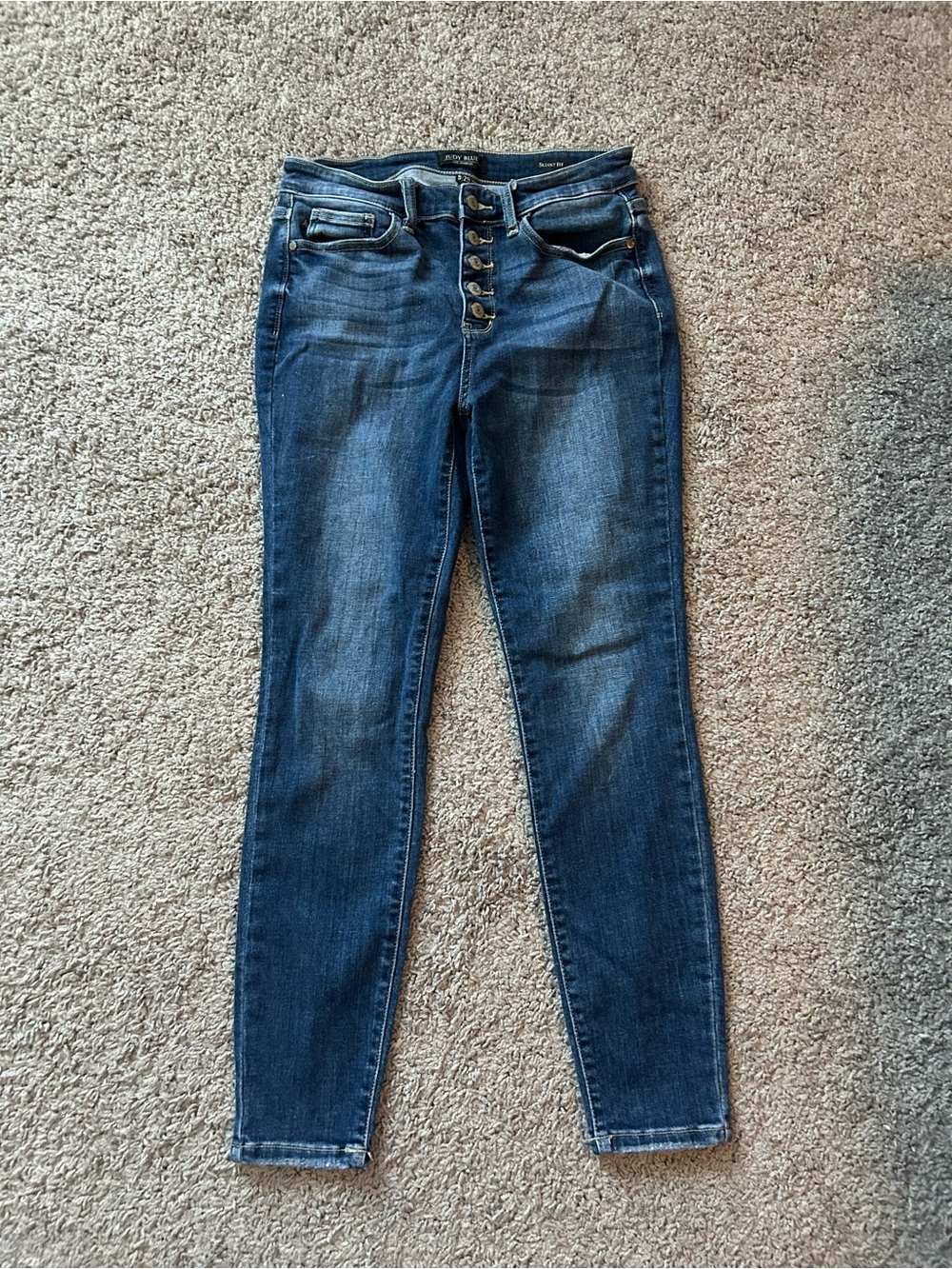 Judy Blue Dark Blue High-Rise Button-Fly Skinny Jeans
